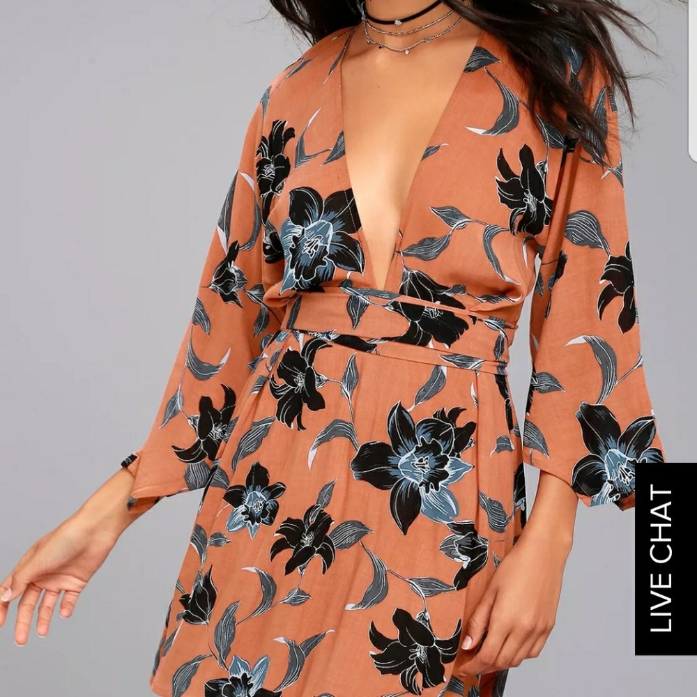 FAITHFULL THE BRAND NOVA TERRA COTTA FLORAL DRESS